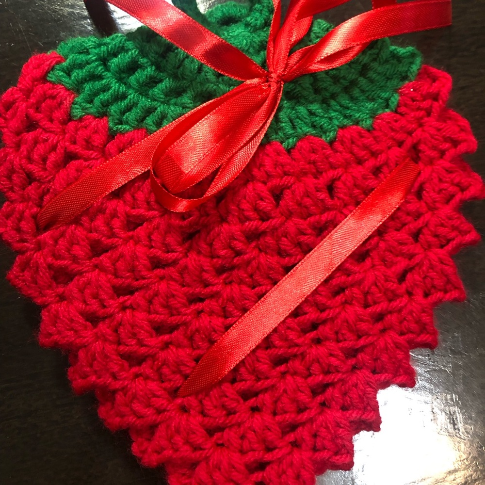 Crochet Strawberry Potholder/ Coaster